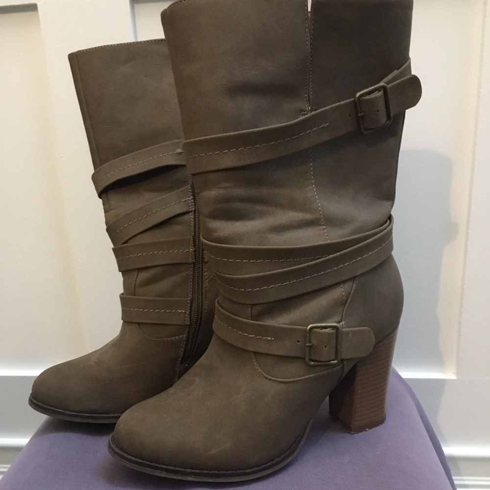 Brown heeled boots